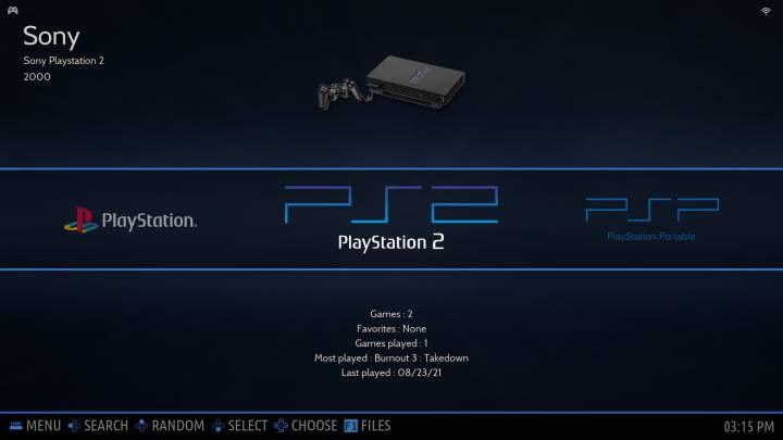 EmulationStation's system list.
