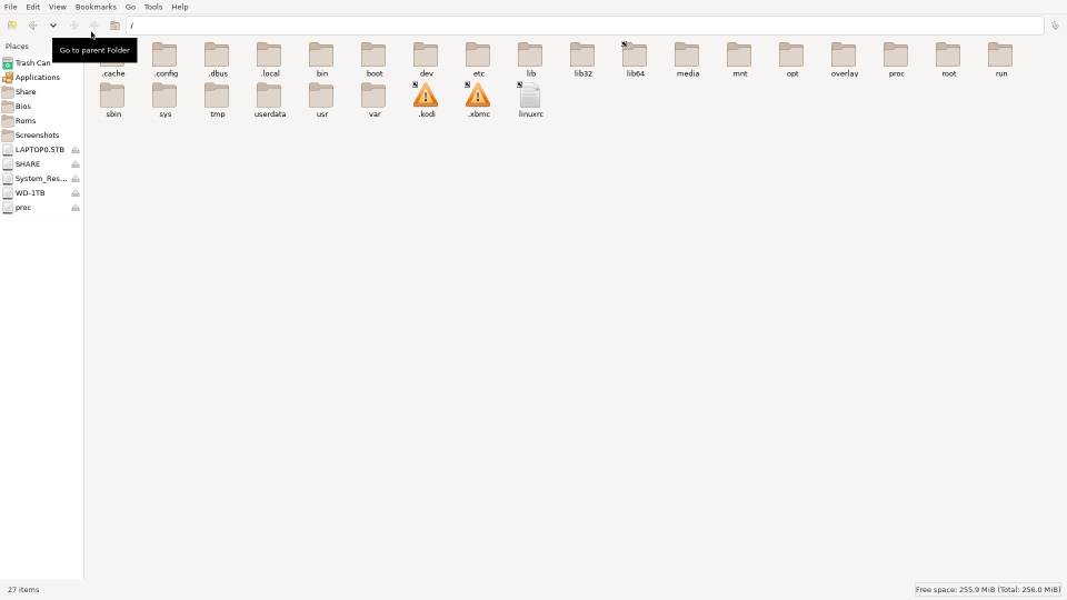 The root "/" folder in the file manager.