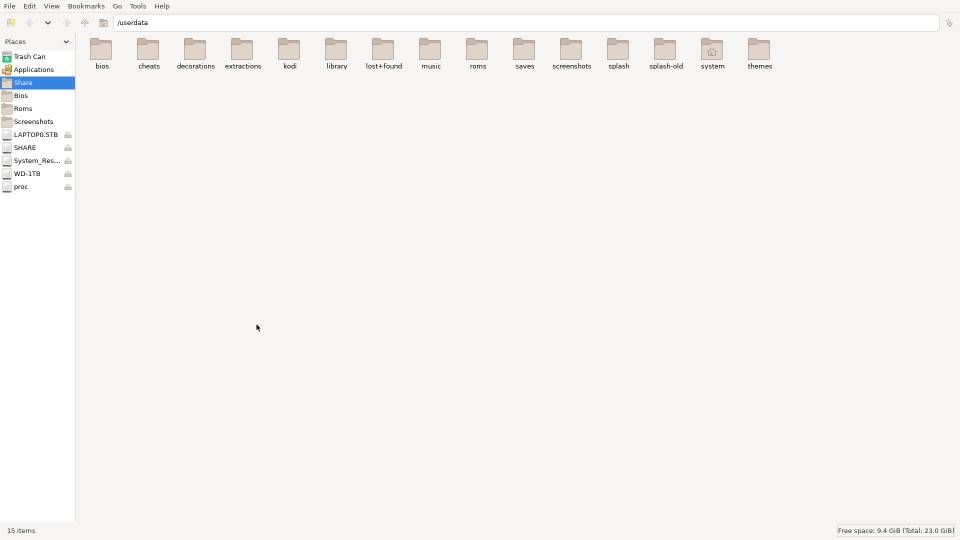 The share folder in the file manager.