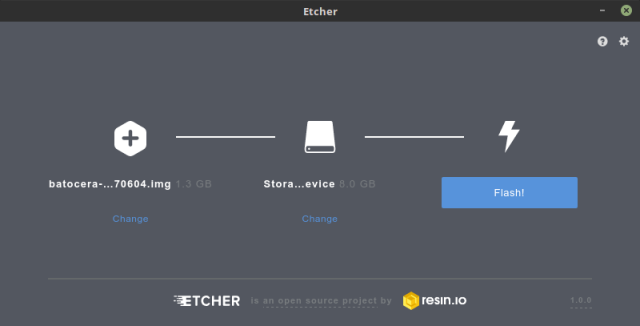 Etcher's interface.