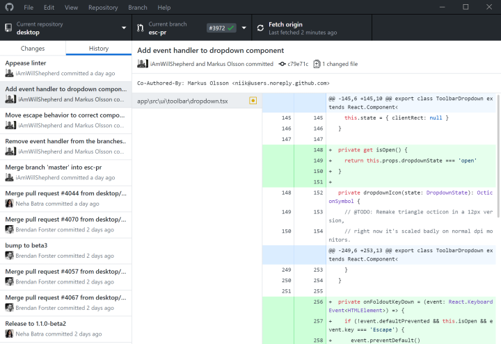 A handy UI to accompany usage of Git. This is only useful for Github-hosted repositories.