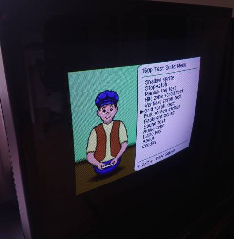 The GBA's screen appearing slightly smaller in the centre of our CRT screen.
