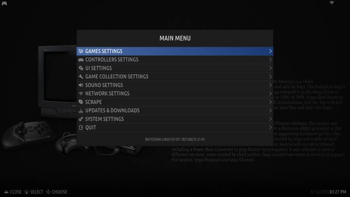 The Main Menu.