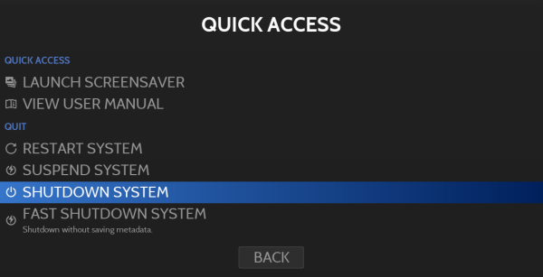 Quick Access - Shutdown System