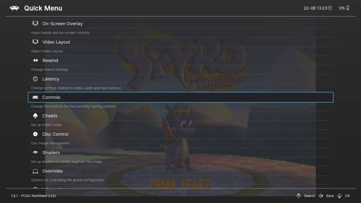 RetroArch's Quick Menu as it appears on all platforms.