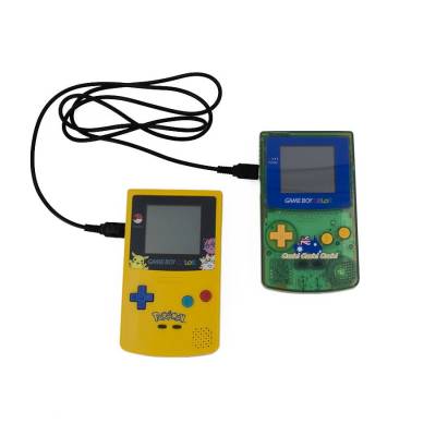Two Game Boy Colors connected via the link cable.