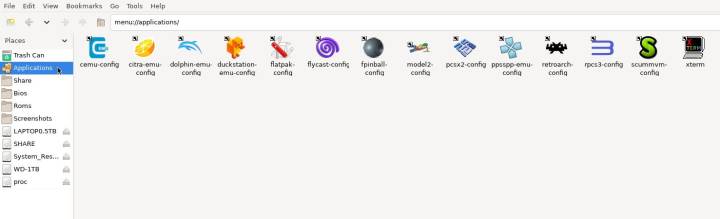 The Applications folder in the file manager.