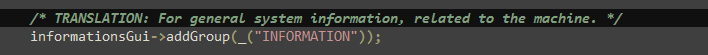 An example of a translator comment in the code.