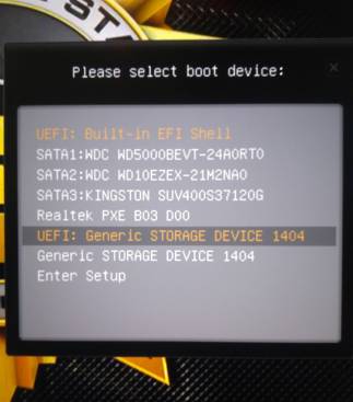 Here my Batocera USB stick simply appears as "Generic STORAGE DEVICE"