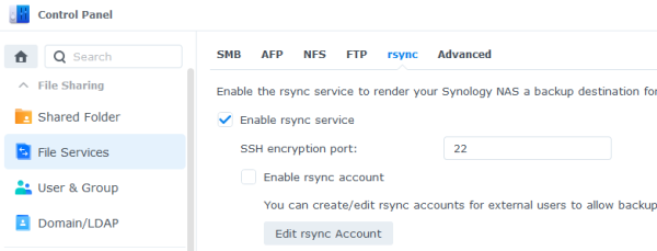 Enable rsync