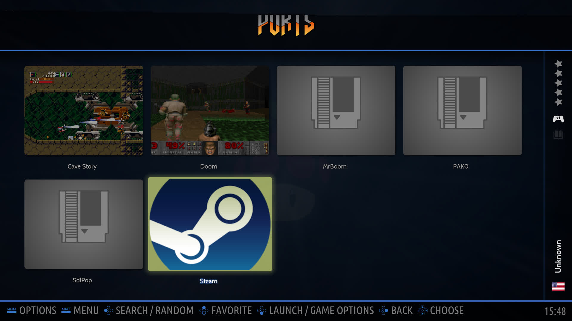 Steam's icon showing up in the Ports system. Ah, familiarity.